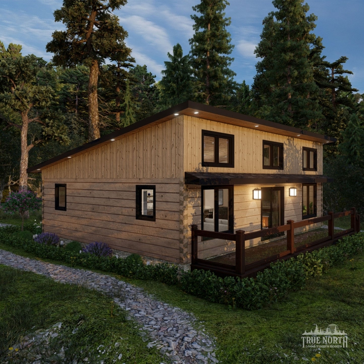 Ashburn Large contemporary Canadian log cabin designed for single-storey living - Cabin with forest background
