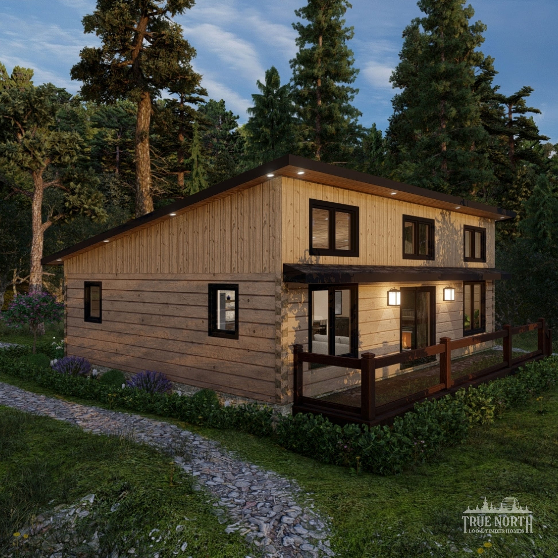 Ashburn Large contemporary Canadian log cabin designed for single-storey living - Cabin with forest background