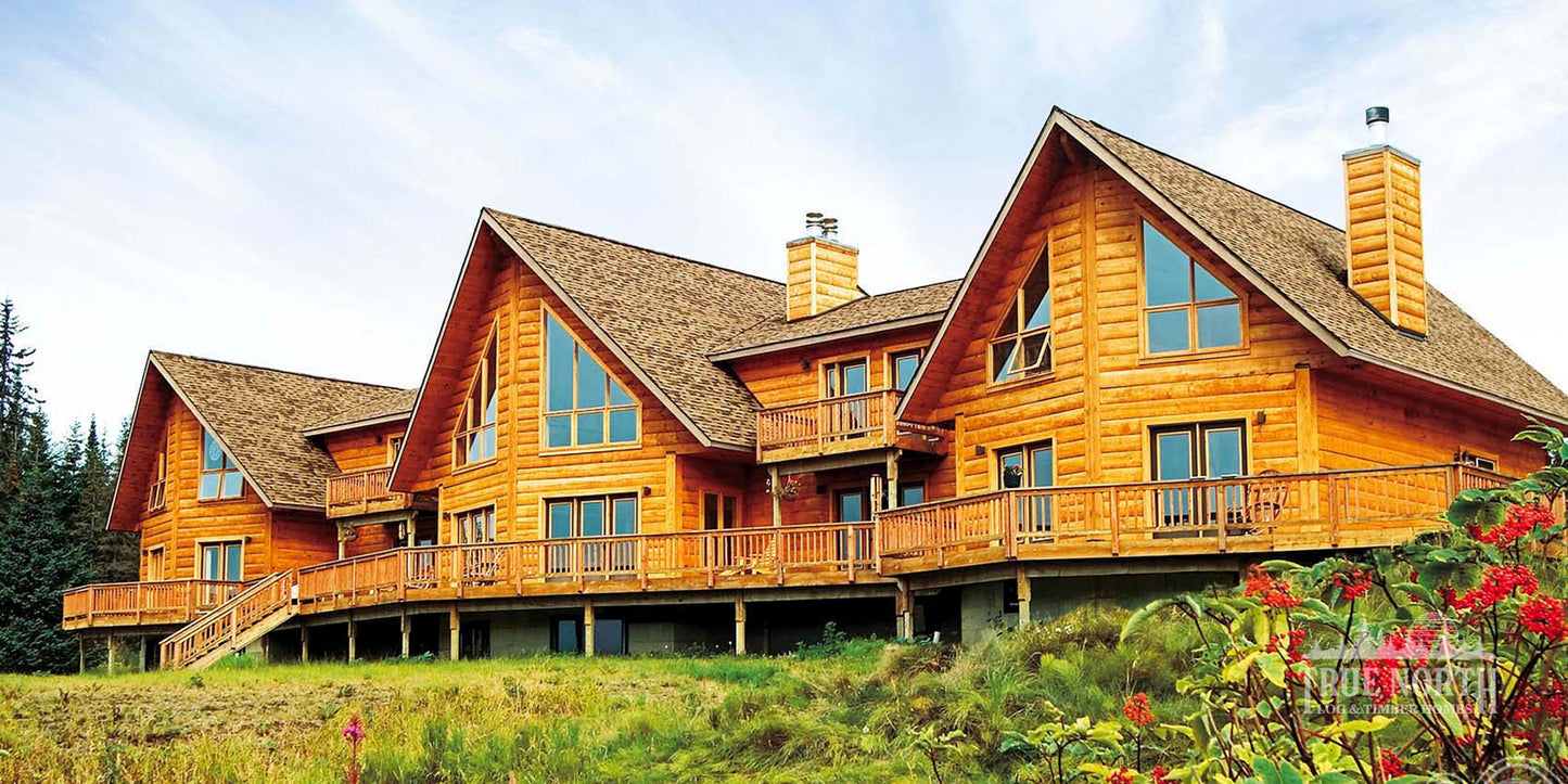 Alaskan commercial Canadian log building built for Foundation Matters charity - Image of the Original Alaskan fishing lodge USA